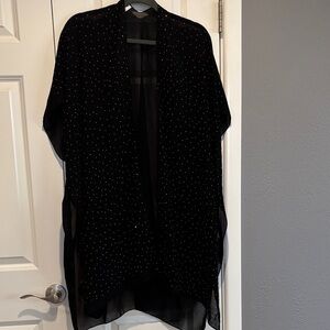 Jessica McClintock Black Sheer Cape with Silver Accents